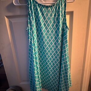 Peach Love California Teal and White Dress